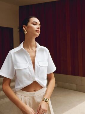 205 Cotton & Linen Cropped Shirt
